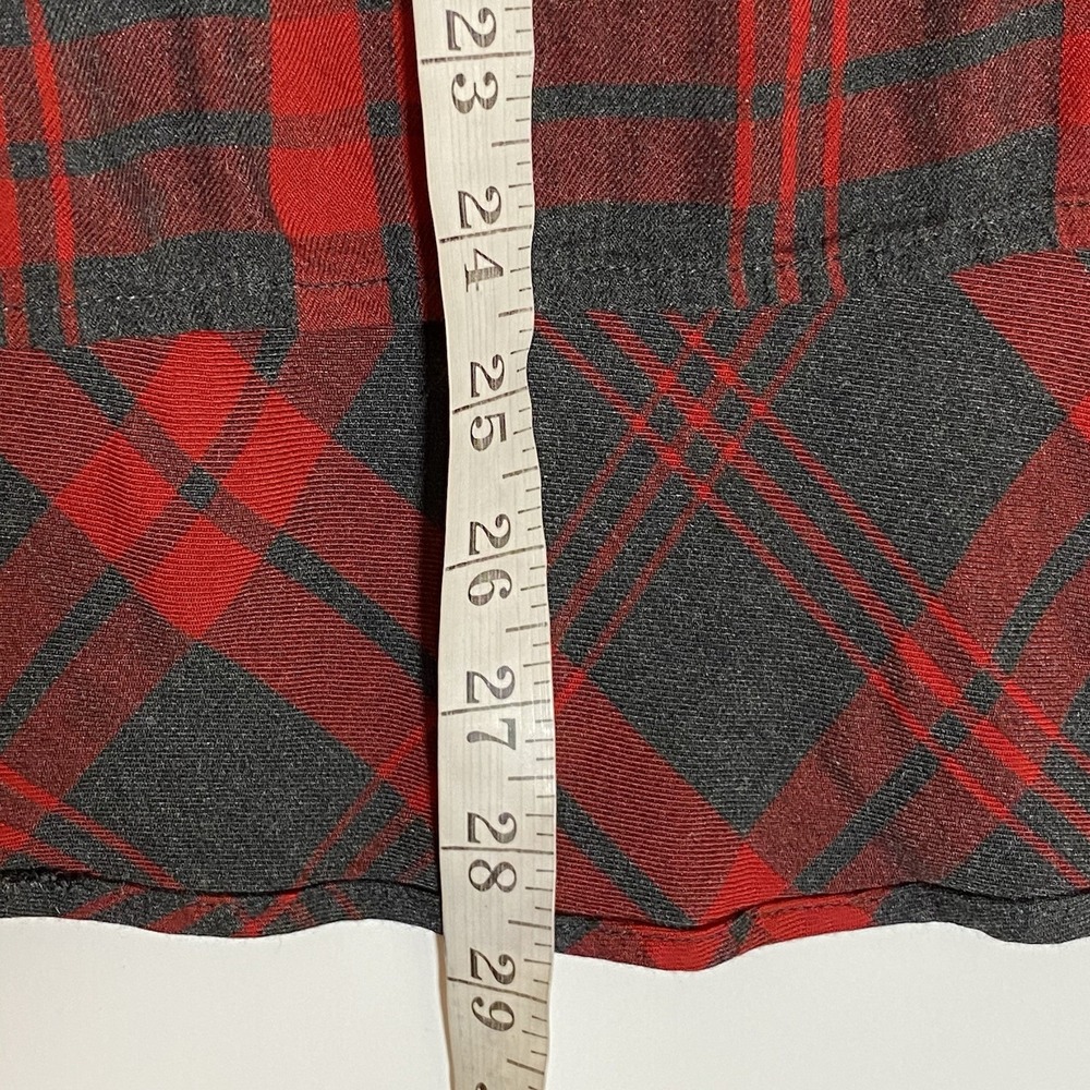 Cabi Top Womens Medium Red Black Plaid 1/2 Button Up Blouse Hi Low Festive Boho - Picture 16 of 16